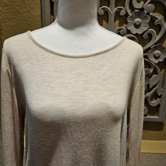 Pebble & Stone S Pleated Back Top Beige Boho Chic Minimalist Chic Layered Blouse - Picture 6 of 11